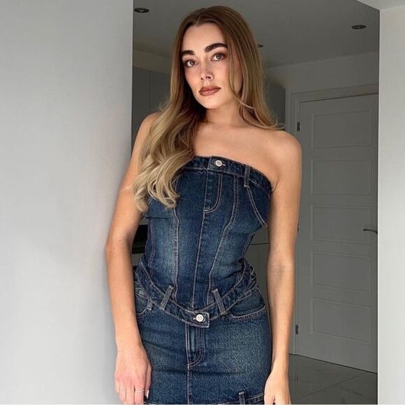 Zara Corset Style Denim Top New - Picture 1 of 6